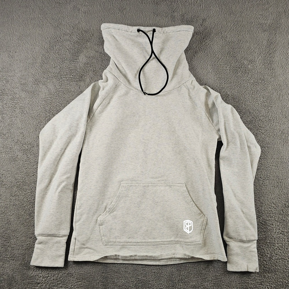 Born Primitive Womens Cowl Neck Hoodie Grey Heather Thumbhole Pullover Small